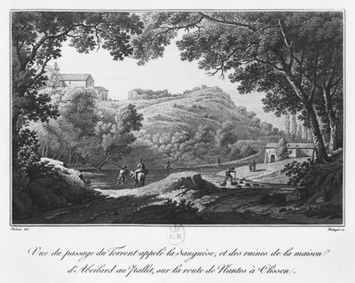 Vue du torrent connu sous le nom de La Sanguèse et des ruines de la maison d